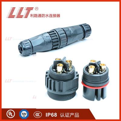 利路通M22圆形防水连接器 2-4针螺丝锁线，公母对接电缆连接的可靠之选