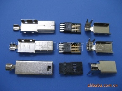 【MINI USB 5P AM超薄三件式-4/5短路-四卡点连接器】价格,厂家,图片,连接器,苏州市陵阳电子-
